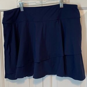 Lands’ End Women's Large (14-16) High Waisted Tulip Hem Swim Skort-Deep Sea Navy